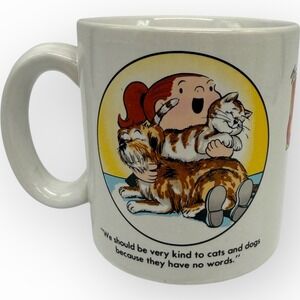 Vtg 1983 Family Circus 12oz Mug Dolly Cat Dog Turtle Clay In Mind Bil Keane